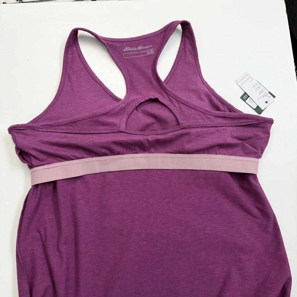 Eddie Bauer Meadow Trail Tank Dress Shelf Bra Athletic Athleisure Purple Tall XL